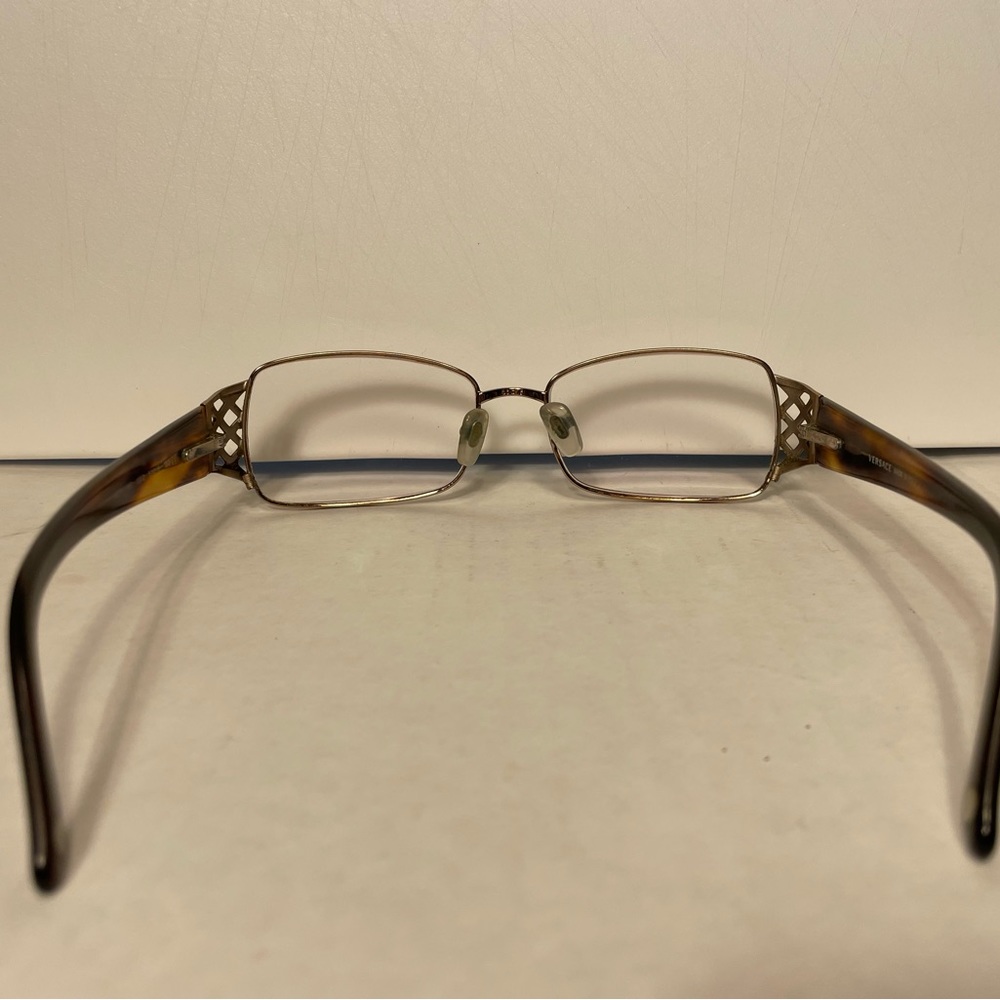 Versace Gold Brown Tortoise Rectangular Glasses I… - image 3